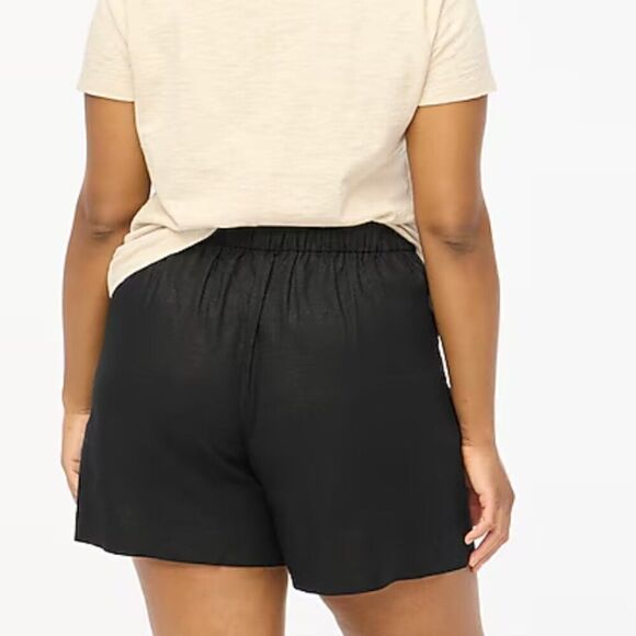 J. Crew Factory Elastic-back linen-blend pleated short in black NWT - Picture 8 of 14